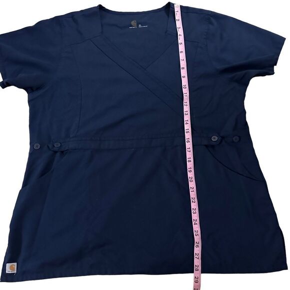 Carhartt ~ Navy Scrub Top ~ side buttons for an adjustable fit ~ size XLarge - Picture 5 of 9